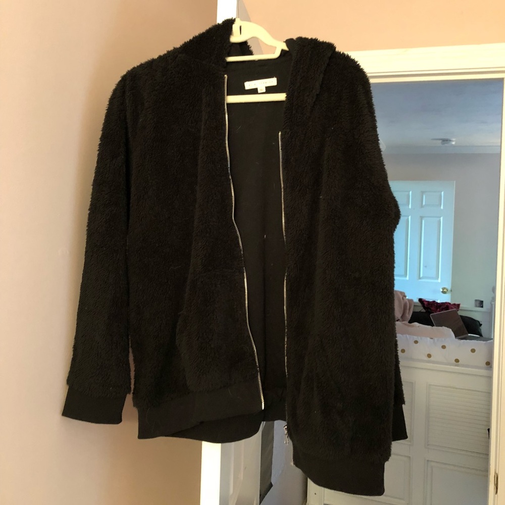 Black Fuzzy Cat Ear Hooded Sweatshirt